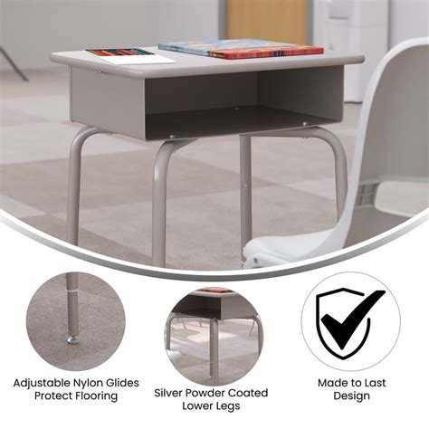 flash furniture student desk with open front metal book box|Flash Furniture Student Desk with Open Front Metal .